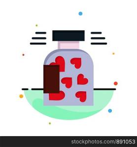Jar, Bottle, Cookies, Heart, Valentine Abstract Flat Color Icon Template