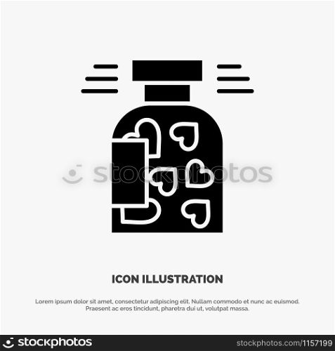 Jar, Bottle, Cookies, Heart, Valentine solid Glyph Icon vector