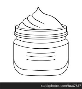 Jar of face cream icon simple line. Cosmetics, face care infographics and ingredients