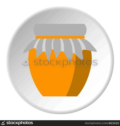 Jar of fresh honey icon in flat circle isolated vector illustration for web. Jar of fresh honey icon circle