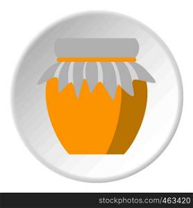 Jar of fresh honey icon in flat circle isolated vector illustration for web. Jar of fresh honey icon circle