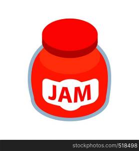 Jar of fruity jam icon in isometric 3d style on a white background. Jar of fruity jam icon, isometric 3d style