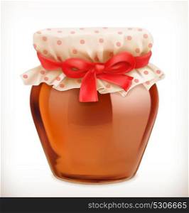 Jar of honey. 3d vector icon