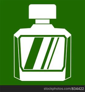 Jar of perfume icon white isolated on green background. Vector illustration. Jar of perfume icon green