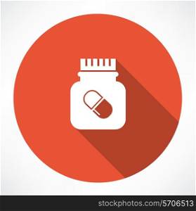 jar of pills icon. Flat modern style vector illustration
