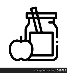 Jar with Healthy Drink and Apple Biohacking Icon Vector Thin Line. Contour Illustration. Jar with Healthy Drink and Apple Biohacking Icon Vector Illustration