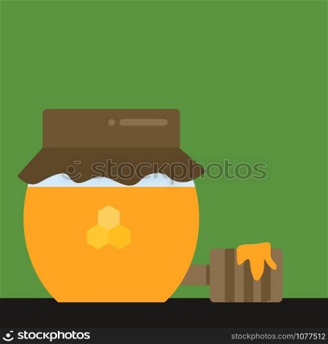 Jar with honey, illustration, vector on white background.