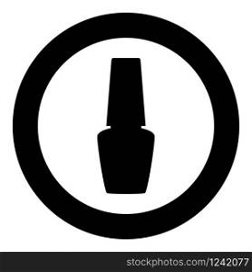Jar with nail polish for manicure Bottle silhouette Hand hygiene Manicure concept Varnish icon in circle round black color vector illustration flat style simple image. Jar with nail polish for manicure Bottle silhouette Hand hygiene Manicure concept Varnish icon in circle round black color vector illustration flat style image