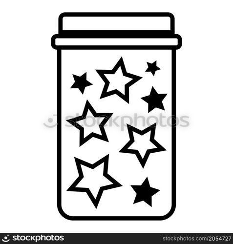 Jar with stars icon. Magic bottle. Simple flat art. Cartoon style. Dream background. Vector illustration. Stock image. EPS 10.. Jar with stars icon. Magic bottle. Simple flat art. Cartoon style. Dream background. Vector illustration. Stock image.