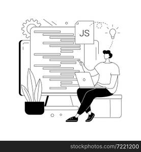 JavaScript abstract concept vector illustration. Game engine, JS development, web programming, JavaScript language, website project, mobile application, dynamic coding process abstract metaphor.. JavaScript abstract concept vector illustration.