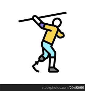 javelin-throwing handicapped athlete color icon vector. javelin-throwing handicapped athlete sign. isolated symbol illustration. javelin-throwing handicapped athlete color icon vector illustration
