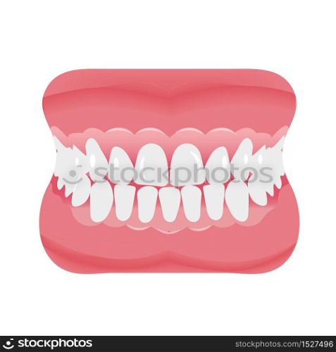 Jaw with teeth icon flat style. Open mouth, dentures. Dentistry, medicine concept. Isolated on white background. Vector illustration. Jaw with teeth icon flat style. Open mouth, dentures. Dentistry, medicine concept. Isolated on white background. Vector illustration.