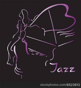 Jazz festival.. Creative conceptual music festival vector. Band playing musical instruments.