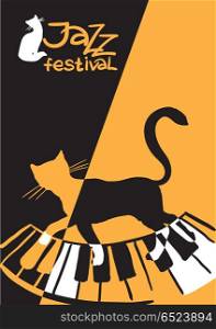 Jazz festival.. Creative conceptual music festival vector. Cat on the piano.