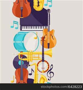 Jazz music seamless pattern with musical instruments. Jazz music seamless pattern with musical instruments.