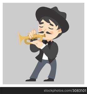 Jazz musician,man playing trumpet