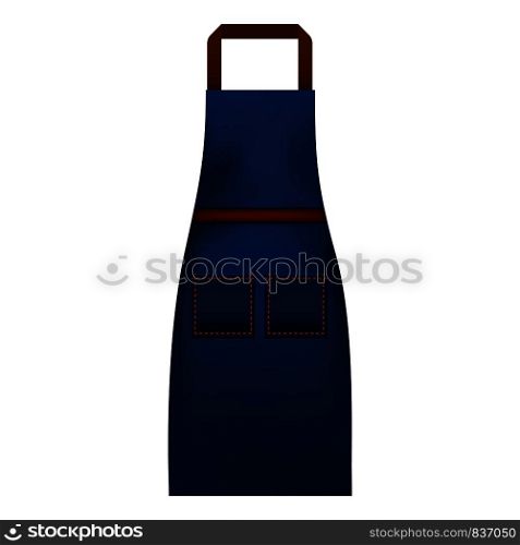 Jeans apron mockup. Realistic illustration of jeans apron vector mockup for web design isolated on white background. Jeans apron mockup, realistic style