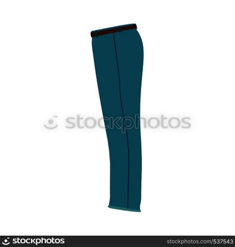 Jeans blue side view vector icon clothing cotton material stitch. Garment indigo color dress denim man