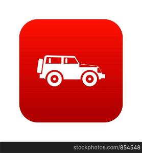 Jeep icon digital red for any design isolated on white vector illustration. Jeep icon digital red