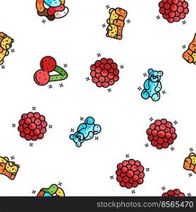 jelly candy gummy bear fruit gum Vector Seamless Pattern Thin Line Illustration. jelly candy gummy bear fruit gum vector seamless pattern