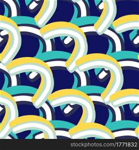 Jelly candy yellow and blue seamless food pattern. Sweet backdrop with dark navy blue background. Decorative backdrop for fabric design, textile print, wrapping, cover. Vector illustration.. Jelly candy yellow and blue seamless food pattern. Sweet backdrop with dark navy blue background.