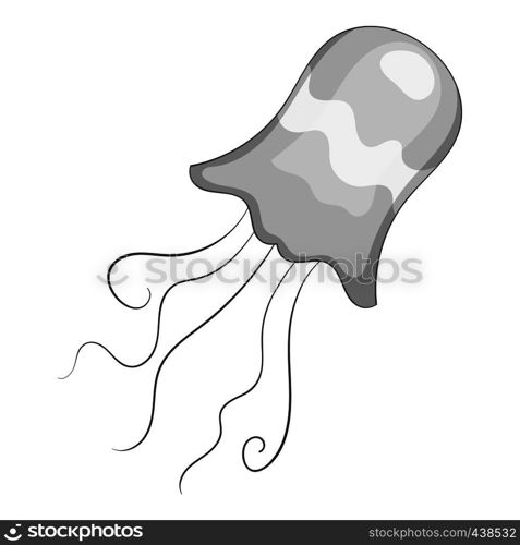 Jellyfish icon in monochrome style isolated on white background vector illustration. Jellyfish icon monochrome