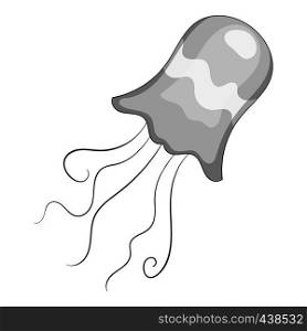 Jellyfish icon in monochrome style isolated on white background vector illustration. Jellyfish icon monochrome