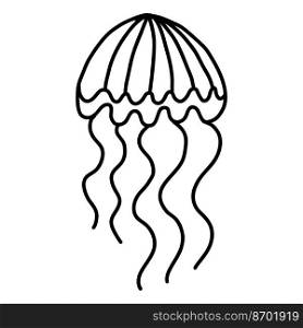 jellyfish on a white background. Vector illustration in the style of a doodle. jellfish sketch. Vector illustration in the style of a doodle