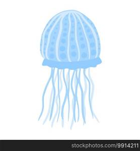 Jellyfish plump isolated on white background. Cartoon cute blue color in doodle vector illustration.. Jellyfish plump isolated on white background. Cartoon cute blue color in doodle.