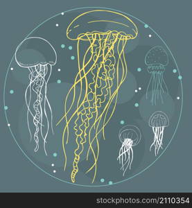 Jellyfish. Vector sketch illustration.