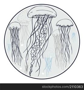 Jellyfish. Vector sketch illustration.
