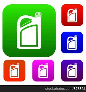 Jerrycan set icon in different colors isolated vector illustration. Premium collection. Jerrycan set collection