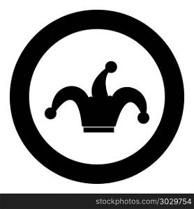 Jester&rsquo;s cap icon black color vector illustration simple image flat style