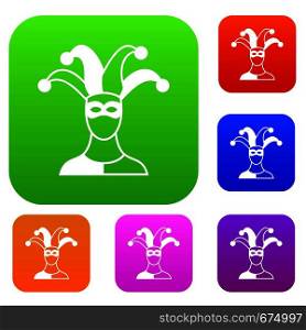 Jester set icon in different colors isolated vector illustration. Premium collection. Jester set collection