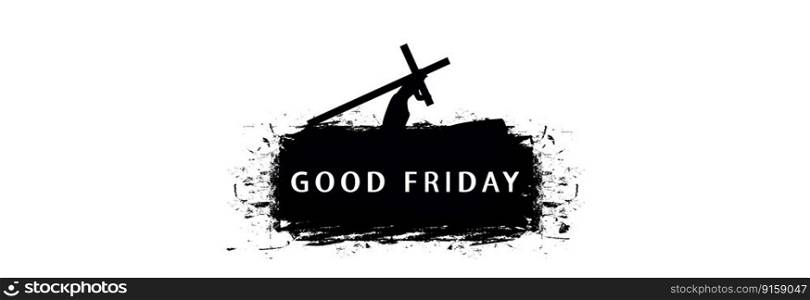 Jesus Christ carries crosses, Good Friday. Black silhouette on a white background.