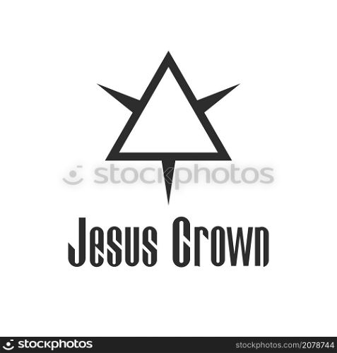Jesus Crown of thorns stylized simple emblem. Spiked triangle. Flat isolated Christian vector illustration, biblical background.. Jesus Crown of thorns stylized simple emblem. Flat isolated Christian illustration
