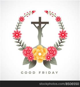 jesus crucifixion cross with flowers good friday background