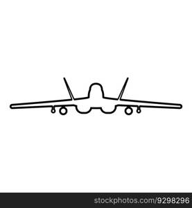 Jet fighter fight airplane modern combat aviation warplane contour outline line icon black color vector illustration image thin flat style simple. Jet fighter fight airplane modern combat aviation warplane military aircraft airforce contour outline line icon black color vector illustration image thin flat style