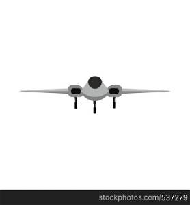 Jet fighter illustration transport warplane engine. Warfare military vehicle vector icon front view.