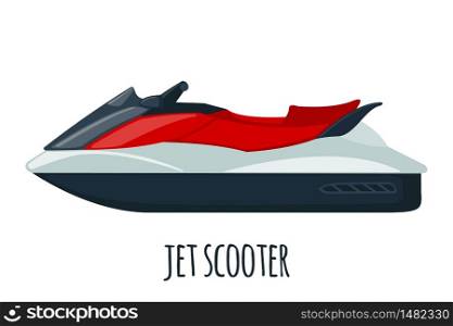 Jet scooter icon in flat style isolated on white background. Cartoon water bike. Vector illustration.. Jet scooter icon in flat style isolated on white background.