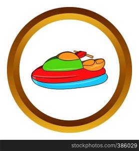 Jet ski vector icon in golden circle, cartoon style isolated on white background. Jet ski vector icon
