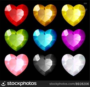Jewel hearts set vector image