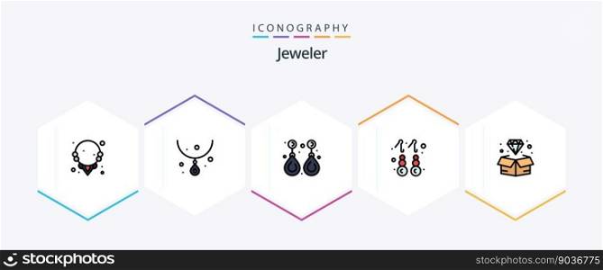Jewellery 25 FilledLine icon pack including jewelry. gem. valuable. diamond. jewelry