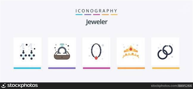 Jewellery Flat 5 Icon Pack Including accessorize. jewelry. jewelry. fashion. pendant. Creative Icons Design