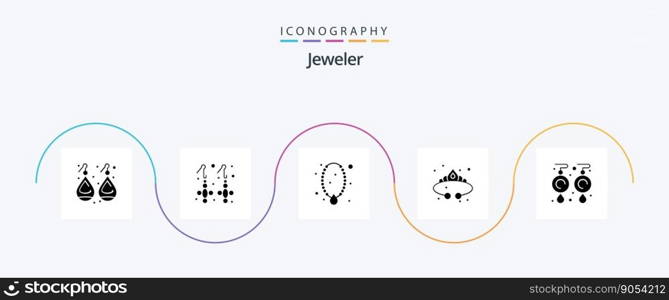 Jewellery Glyph 5 Icon Pack Including luxury. jewelry. jewelry. fashion. pendant