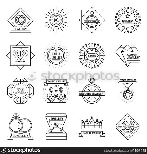 Jewellery icon set. Outline set of jewellery vector icons for web design isolated on white background. Jewellery icon set, outline style