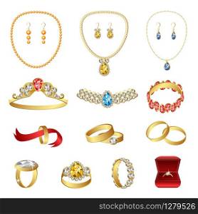 Jewellery icons set. Cartoon set of jewellery vector icons for web design. Jewellery icons set, cartoon style