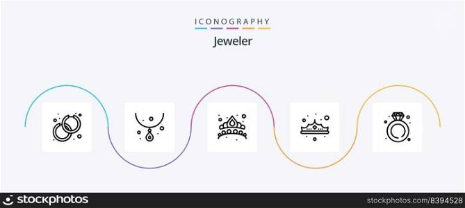 Jewellery Line 5 Icon Pack Including diamond. jewelry. crown. jewelry. crown