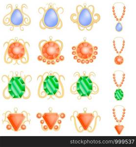 Jewellery woman luxury diamond mockup set. Realistic illustration of 16 jewellery woman luxury diamond mockups for web. Jewellery woman luxury mockup set, realistic style