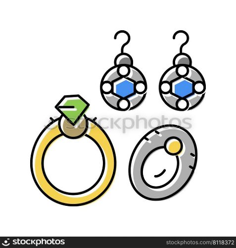 jewelry accessories color icon vector. jewelry accessories sign. isolated symbol illustration. jewelry accessories color icon vector illustration